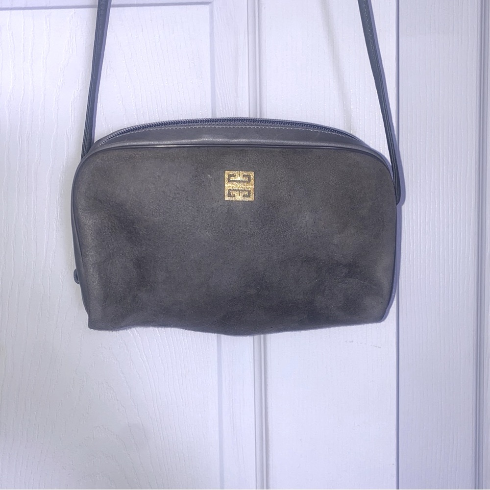 Vintage Givenchy Gray Crossbody Bag with Gold Logo